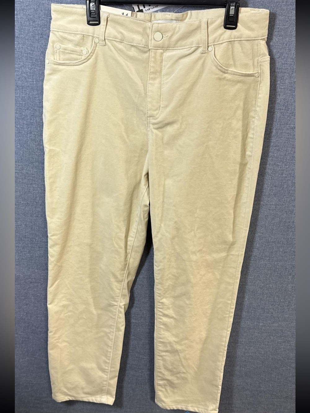 Arula cream colored high rise straight curve hugging pant